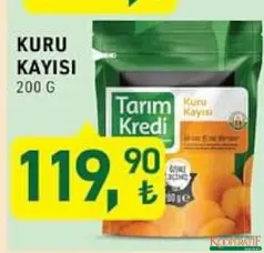 TARIM KREDİ KURU KAYISI 200 G fiyat ve kampanya bilgisi